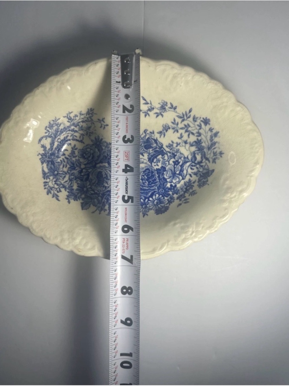 Blue Floral Transferware Oval Serving Bowl - Picture 7 of 7